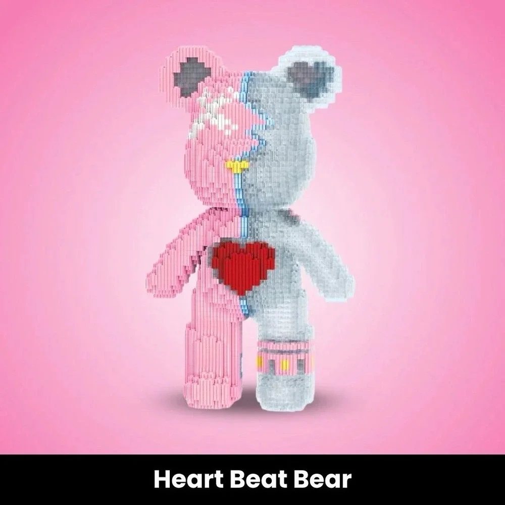 TeddyBlocks™ Mini Buildable Brick Bears (3000+ pcs) Heart‎ Beat Bear